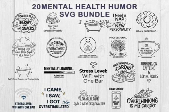 Download Mental Health Humor SVG Bundle - Health Collection